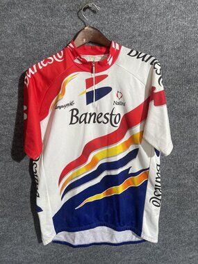 Vintage Nalini Cycling Jersey Mens Medium Multicolor Banesto 1/4 Zip Italy Bike